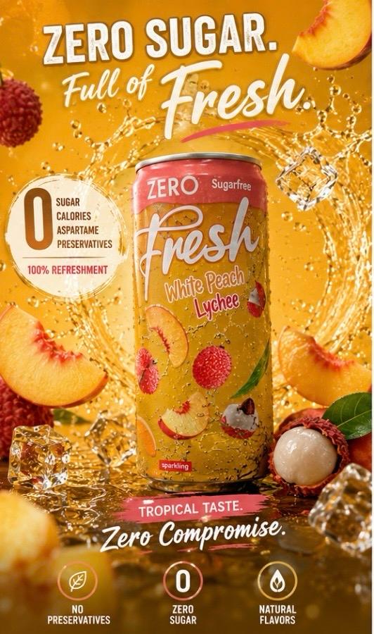 Fresh White Peach & Lychee – Zuckerfreies 12`er Pack