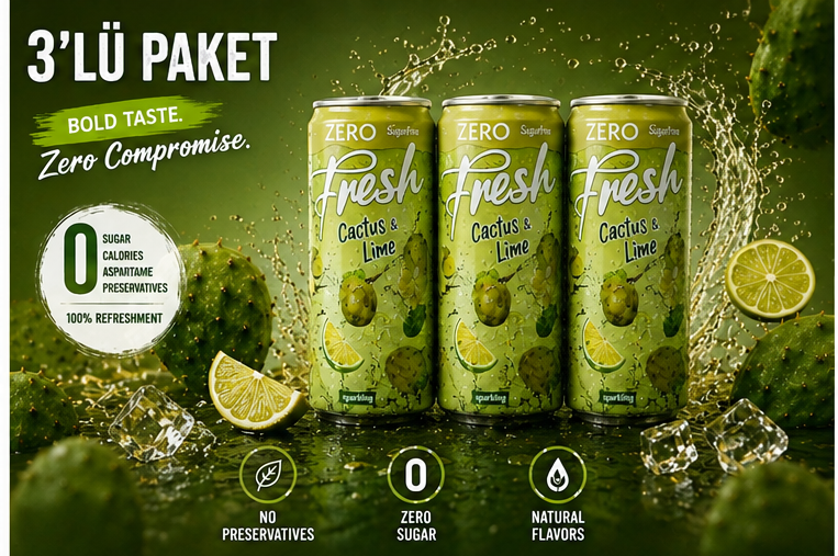 Fresh Cactus Lime Sugar Free 3`er Pak