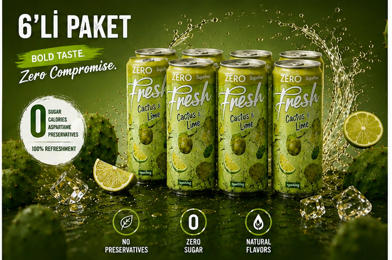 Fresh Cactus Lime Sugar Free 6`er Pak