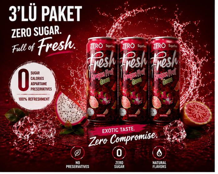 Fresh Dragon Fruit & Guava – Zuckerfreies  3`er Pak