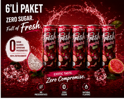 Fresh Dragon Fruit &Guava – Zuckerfreies  6`er Pak