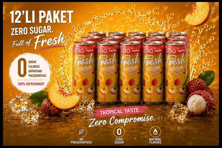 Fresh White Peach & Lychee – Zuckerfreies 12`er Pack
