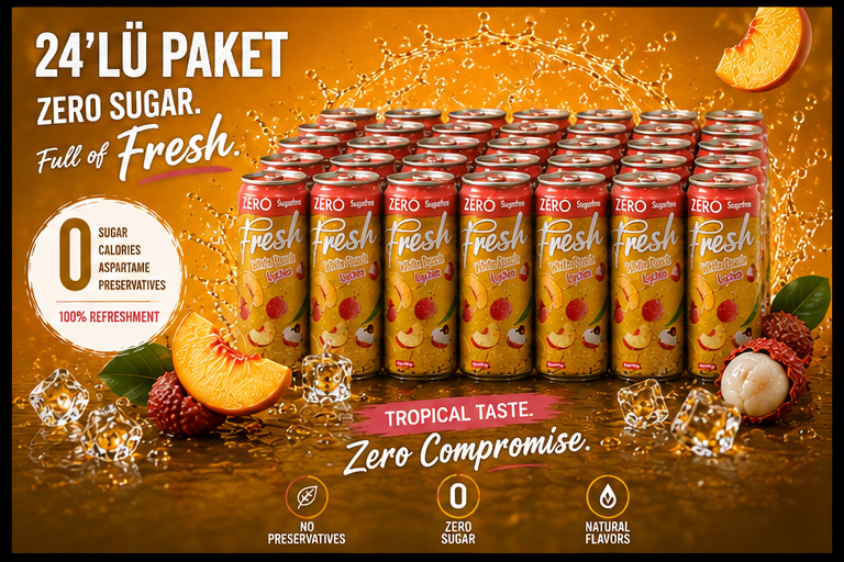 Fresh White Peach & Lychee – Zuckerfreies 24`er Pack