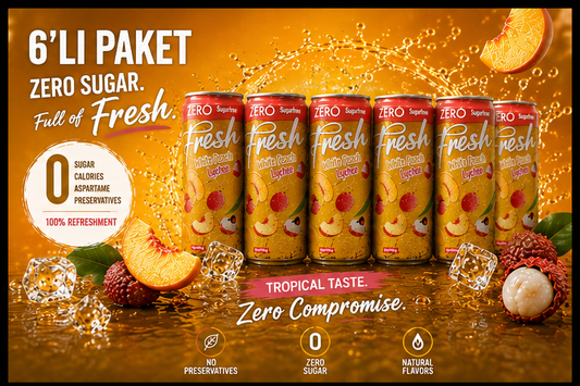 Fresh White Peach & Lychee – Zuckerfreies 6`er Pack