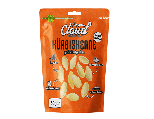 Mr. Cloud Kürbiskerne – doppelt geröstet & gesalzen (60g)
