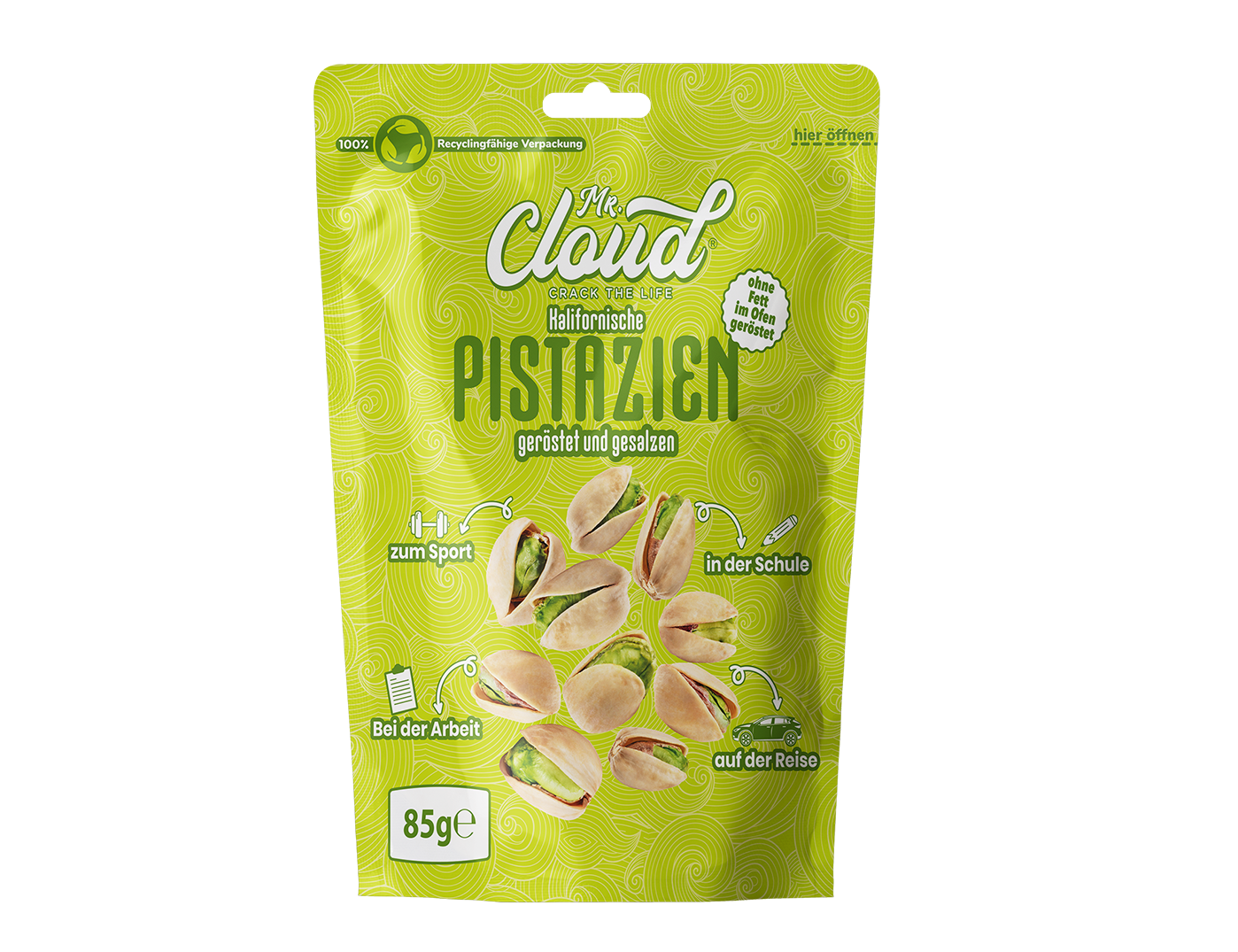 Mr. Cloud Kalifornische Pistazien – geröstet & gesalzen (85g)