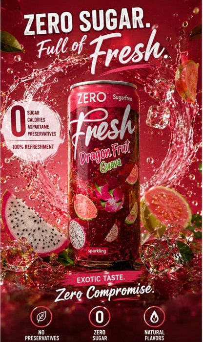 Fresh Dragon Fruit & Guava – Zuckerfreies  3`er Pak